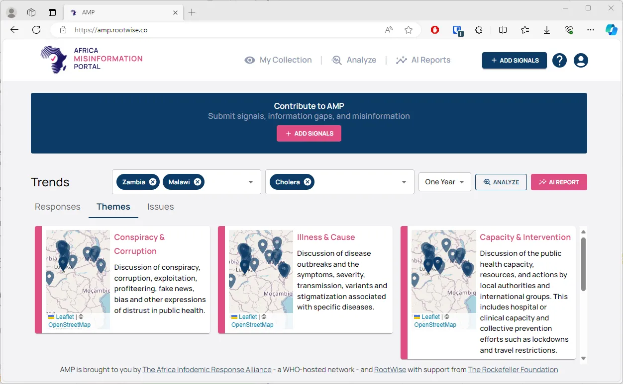 Africa Misinformation Portal Dashboard Screenshot