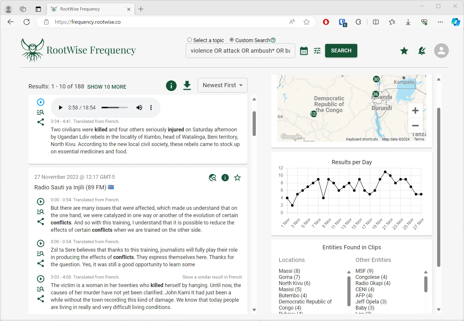 RootWise Frequency dashboard